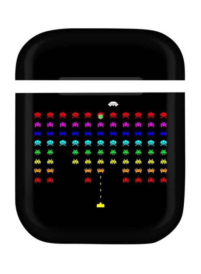 ستايلايزد غطاء حماية ستايل بودز بطبعة لعبة "Space Invader" لأبل آيربودز 1/2 أسود/ أصفر/ أحمر