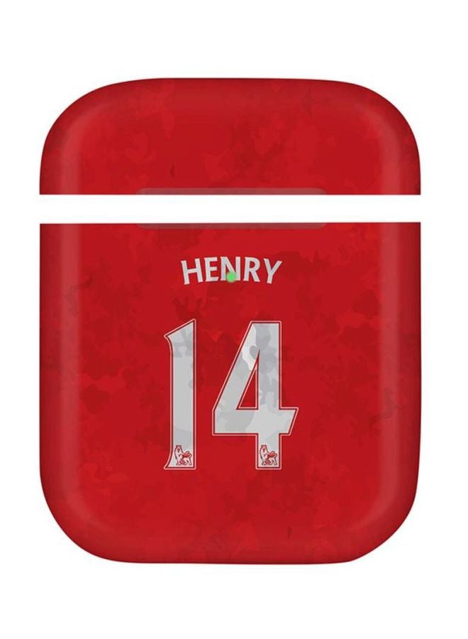 غطاء حماية ستايل بودز بطبعة قميص هنري رقم 14 لأبل آيربودز 1/2 أحمر/رمادي