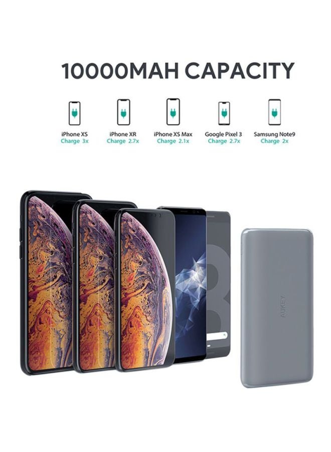 Aukey Rapid charge Ultra Slim Power Bank Grey - Image 4