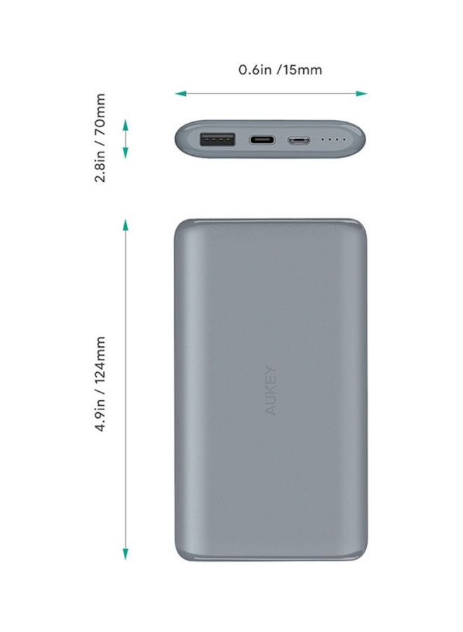 Aukey Rapid charge Ultra Slim Power Bank Grey - Image 2