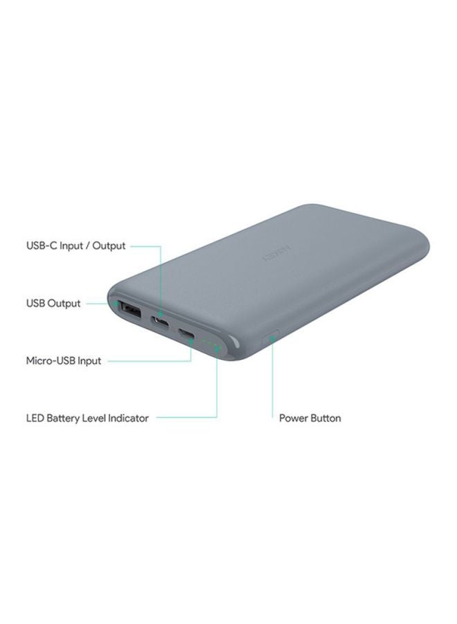 Aukey Rapid charge Ultra Slim Power Bank Grey - Image 3