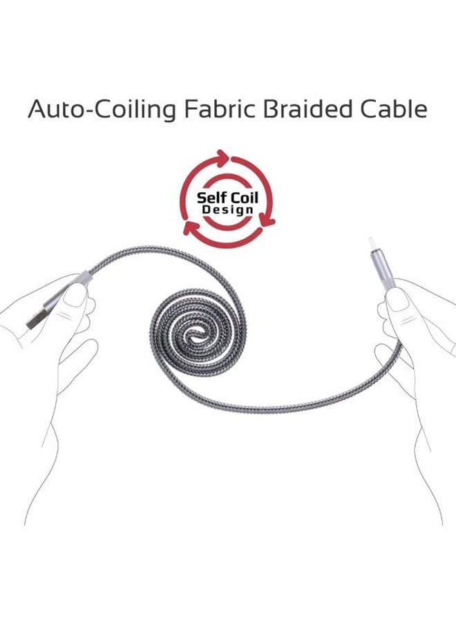 بروميت كابل سهل اللف بمنفذ USB لمزامنة البيانات رمادي - Image 4