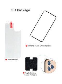 yopah Crystal HD Front, Back And Camera Screen Protector For Apple iPhone 11 Pro Max Black/Clear  - Image 2