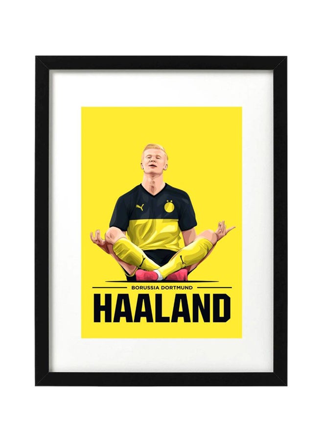 Boomah Accessories - Erling Haaland Borussia Dortmund Art Flag Themed Poster With Frame Yellow/Black/White 30x40cm - Image 1
