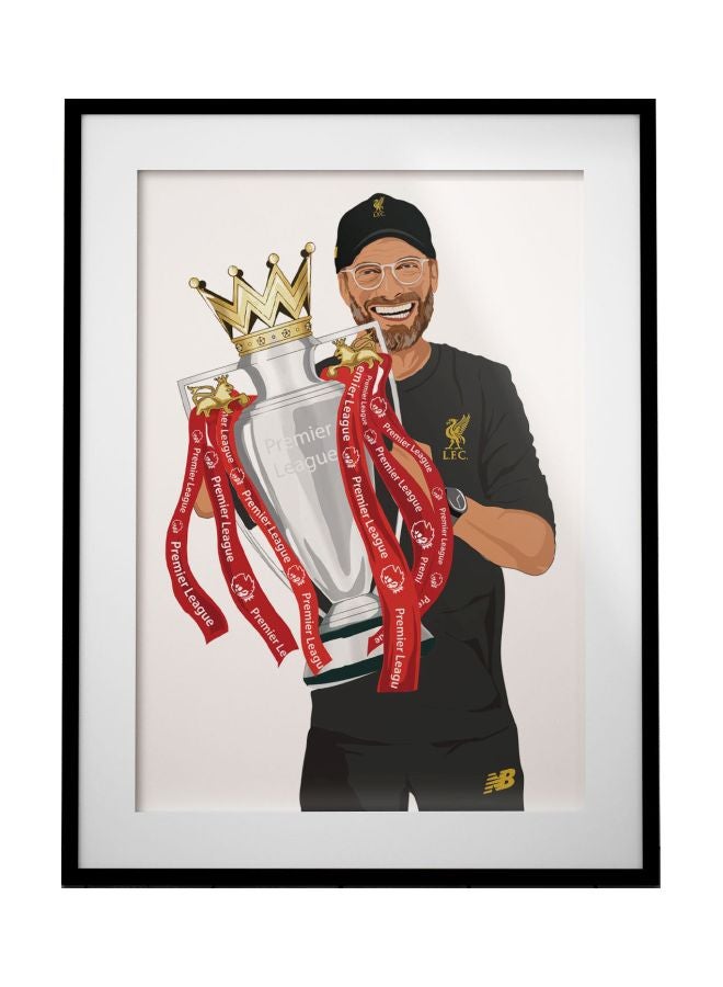 Boomah Accessories Jurgen Klopp Liverpool Football Champions Trophy Illustrated Poster With Frame Grey/Silver/Red 30x40cm 