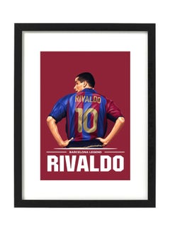 Rivaldo Barcelona Themed Poster With Frame Red/Blue/Beige 50x40cm