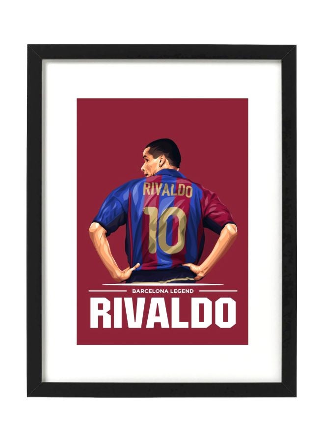 Boomah Accessories - Rivaldo Barcelona Themed Poster With Frame Red/Blue/Beige 50x40cm - Image 1