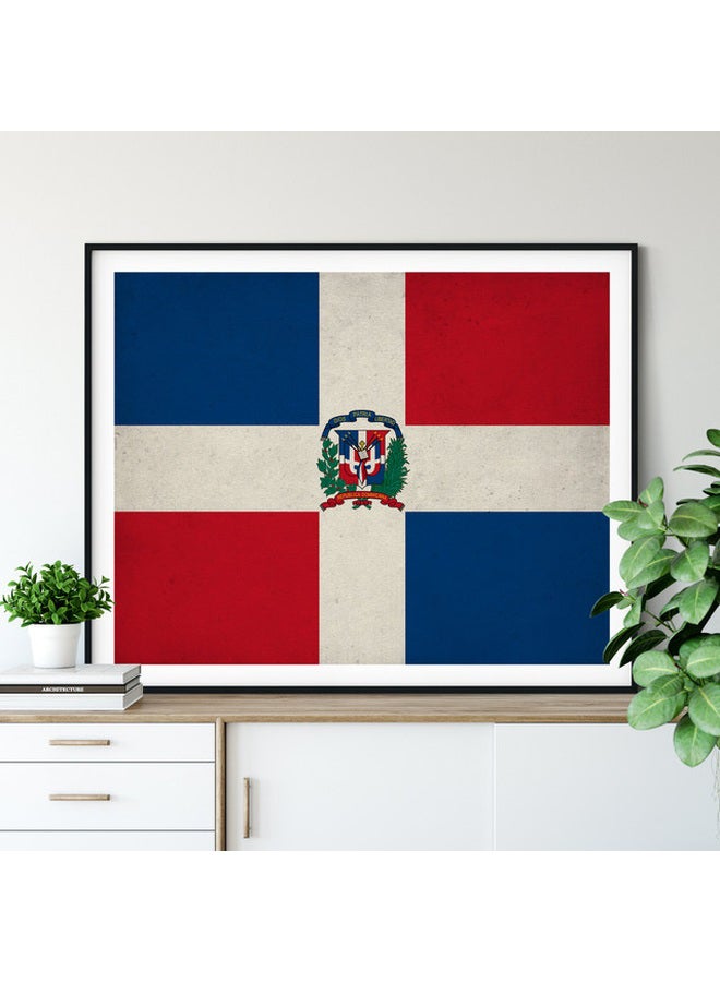 إكسسوارات بومة ملصق بتصميم علم جمهورية الدومينيكان بإطار أحمر/أبيض/أزرق 21x30سم