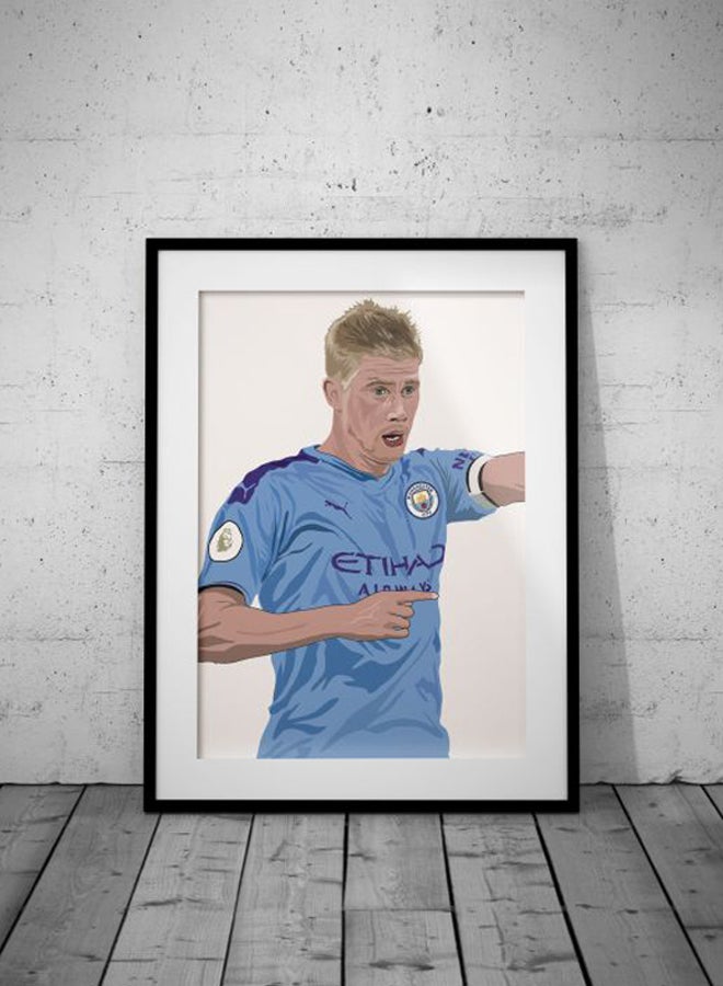 Boomah Accessories Manchester City: Kevin De Bruyne Illustrated Printed Poster With Frame White/Blue/Beige 30x40cm 