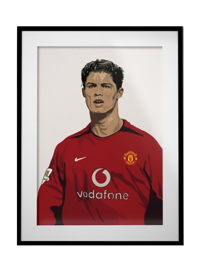 Boomah Accessories Cristiano Ronaldo Manchester United Themed Framed Poster White/Red/Brown 30x40cm  - Image 1