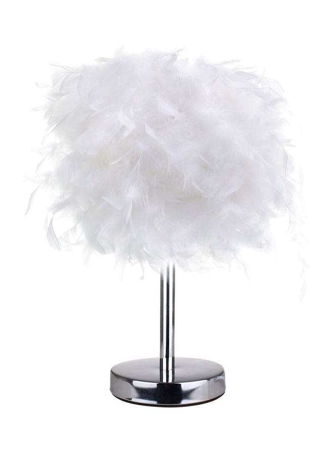 East Lady Handmade Feather LED Table Lamp White/Silver 13x13x24cm  - Image 2