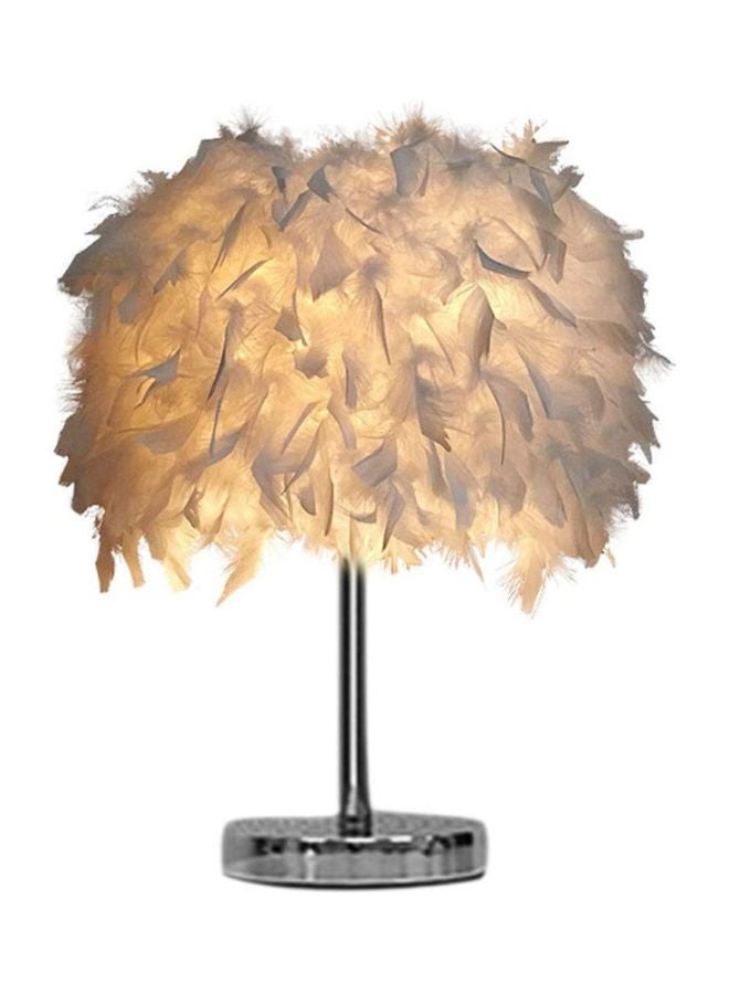 East Lady Handmade Feather LED Table Lamp White/Silver 13x13x24cm  - Image 1
