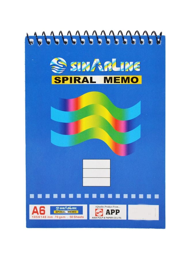 SINARLINE 12-Piece A6 Spiral Memo Pad Set Blue/Green/Black