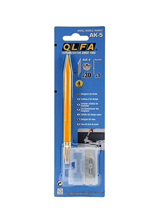 OLFA - Designer Art Knife With 30 Blades Yellow/Silver - Image 1