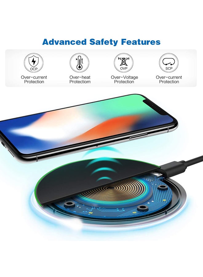 Generic - Wireless Fast Charger Pad For Apple iPhone 11/11 Pro/XS/XR/8/8 Plus/Samsung Galaxy S9+/S8+/S7/Note 9 Black/Green - Image 1