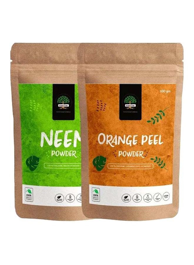 2-Piece Neem Powder With Orange Peel Powder Set 2x100grams