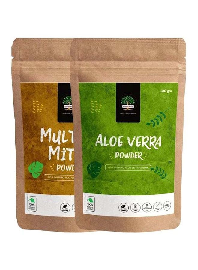 مجموعة بودرة الألوفيرا مع بودرة مولتاني ميتي مكونةٌ من قطعتين . 2x100جرام