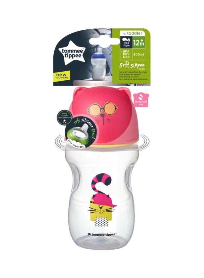 tommee tippee Soft Sippee Transition Cup, 12+ M, 300 mL - Clear/Pink/Yellow  - Image 2