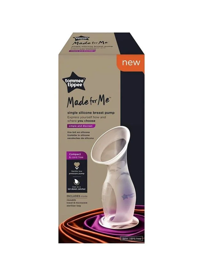 tommee tippee MadeFor Me Manual Silicone Breast Pump And Let-Down Catcher With Steriliser Bag