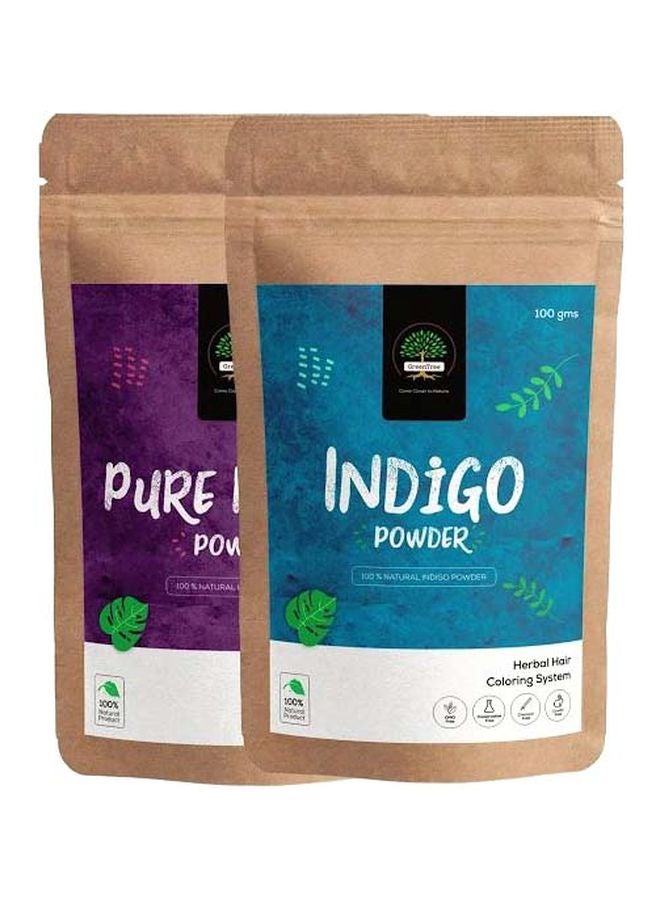 مجموعة حناء نقية مع بودرة نيلي مكونة من قطعتين متعدد الألوان 2x100جرام