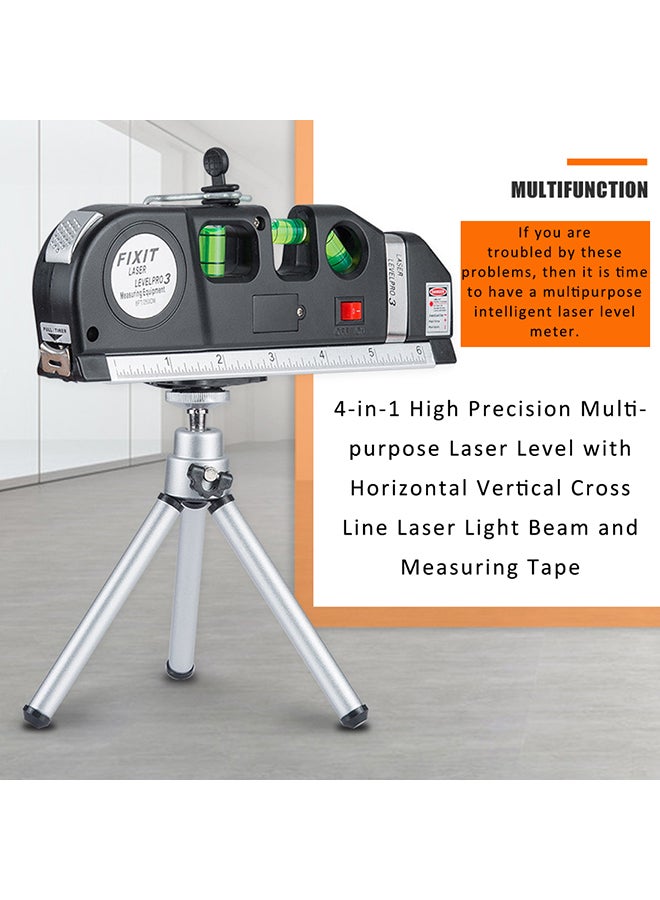 Generic 4in1 Multipurpose Measuring Instrument Laser Spirit Level with Metric Rulers and Measure Tape multicolour 19.00X3.00X7.00cm  - Image 4