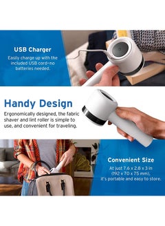 MIJIA 2-In-1 Portable Lint Remover and Fabric Shaver White 7.6 x 2.8 x 3inch  - Image 4