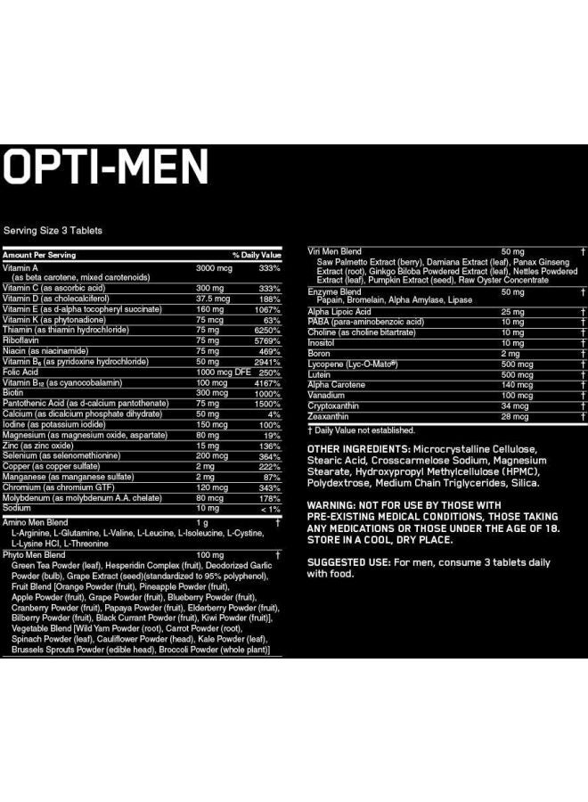 Optimum Nutrition - Opti-Men Multivitamin Supplement - 150 Tablets - Image 1