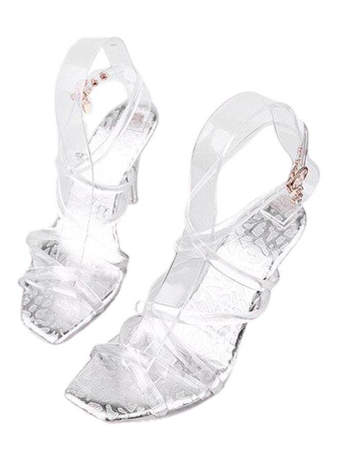 Open Toe Strappy Dress Sandals Silver  - Image 2