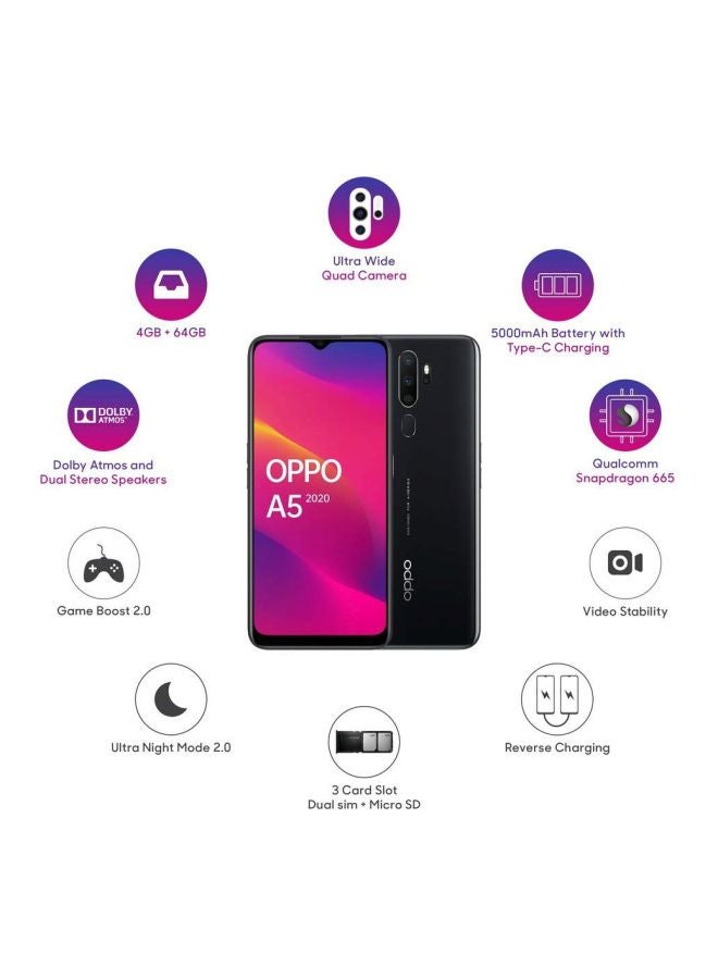 OPPO - A5 Dual SIM Mirror Black 64GB 3GB RAM 4G LTE - Image 1