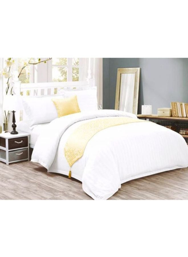 Hours 6-Piece Microfibre Hotel Stripe Comforter Set Microfiber White 
