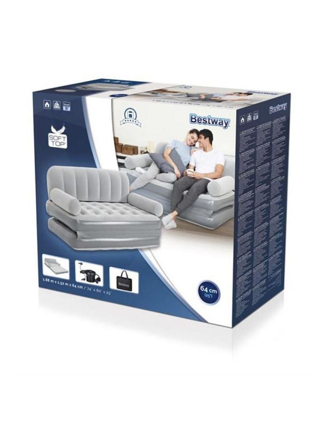 Bestway - Multi-Max Couch With Sidewinder Ac Air Pump Grey 1.88x1.52x0.64meter - Image 1