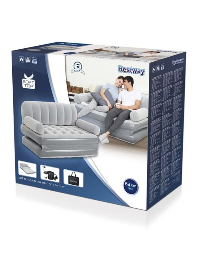 Bestway - Multi-Max Couch With Sidewinder Ac Air Pump Grey 1.88x1.52x0.64meter - Image 1