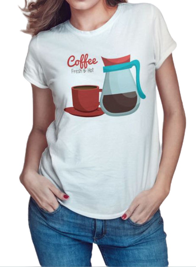 Coffee Mug And Jug Printed T-Shirt White  - Image 1