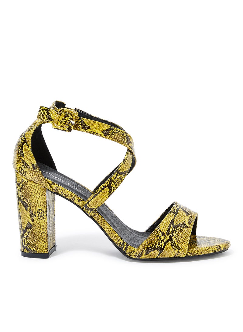 Ronnie Grey Snakeskin Print Sandals Yellow  - Image 1
