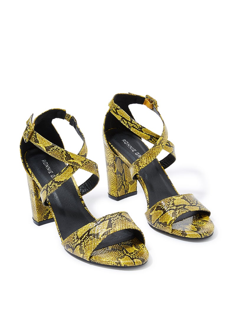 Ronnie Grey Snakeskin Print Sandals Yellow  - Image 2