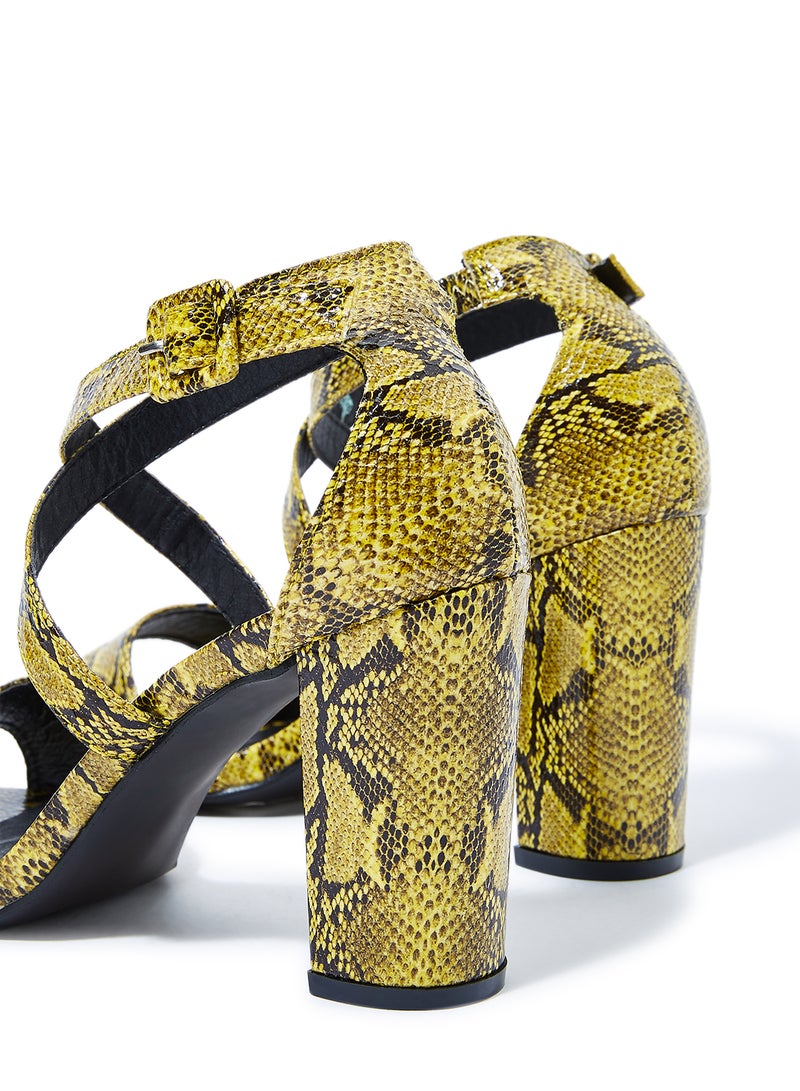 Ronnie Grey Snakeskin Print Sandals Yellow  - Image 4