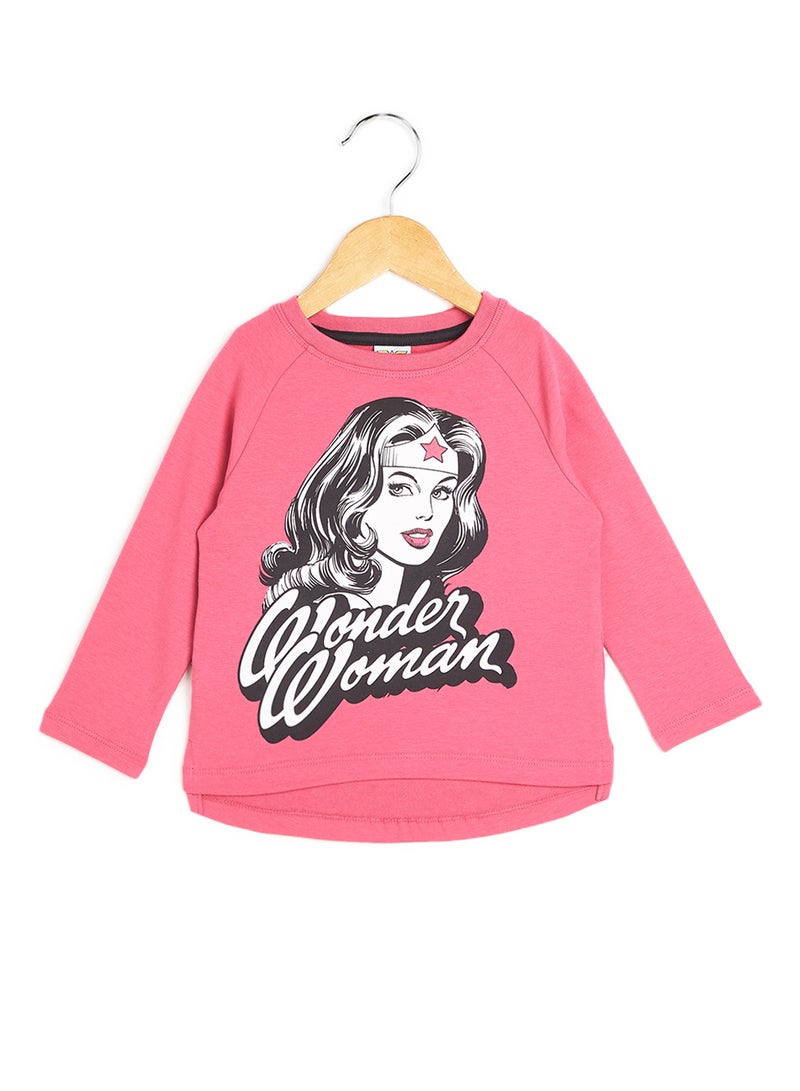 WB Games Wonder Woman Printed T-Shirt Pink/White/Black - Image 1