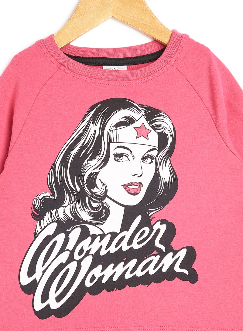 WB Games Wonder Woman Printed T-Shirt Pink/White/Black - Image 3