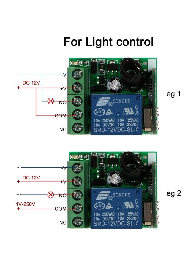 4-Piece Wireless Remote Switch Relay Receiver Transmitter Set Black/Green/Silver - Image 3