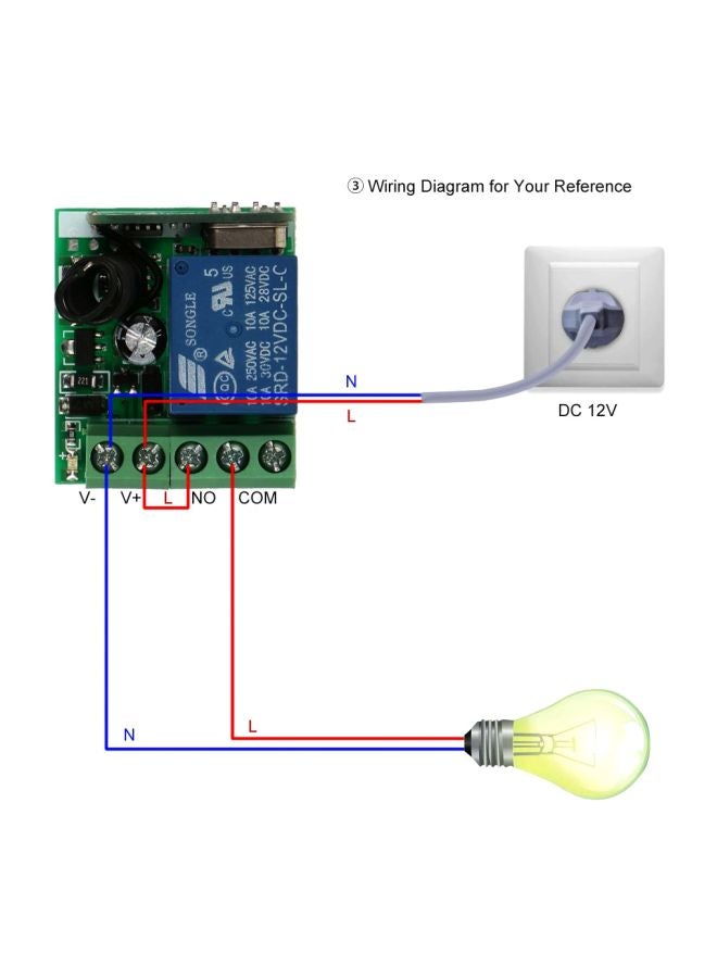 4-Piece Wireless Remote Switch Relay Receiver Transmitter Set Black/Green/Silver - Image 4