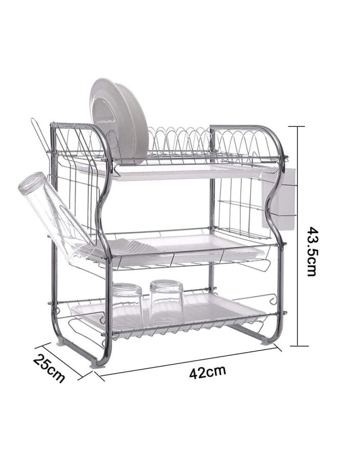 3-Tier Dish Rack Silver 59x15.5x27 cm - Image 2