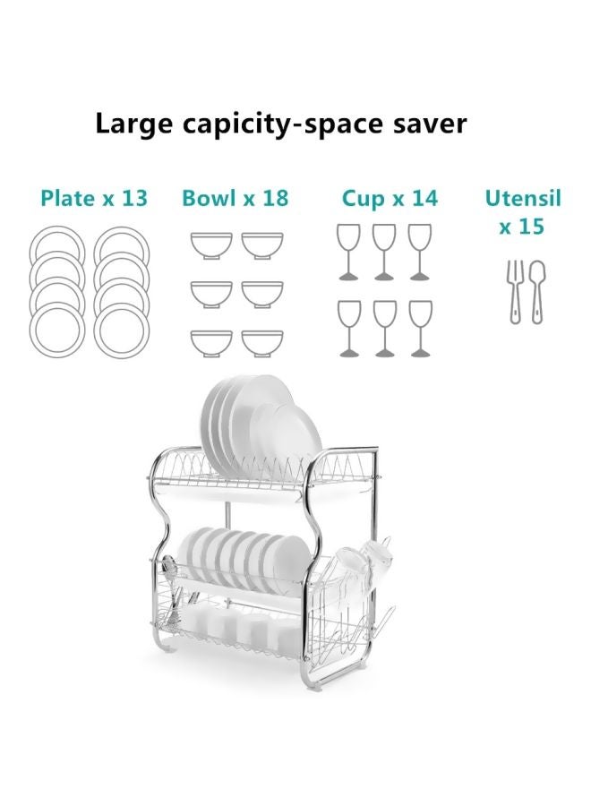3-Tier Dish Rack Silver 59x15.5x27 cm - Image 3