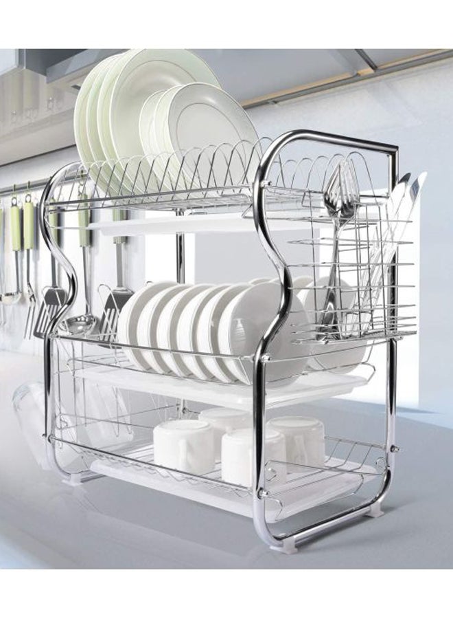 3-Tier Dish Rack Silver 59x15.5x27 cm - Image 4