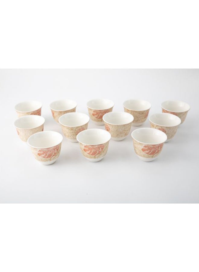 Dania 12-Piece Printed Coffee Cup Set White/Beige/Orange 12x80ml - Image 2