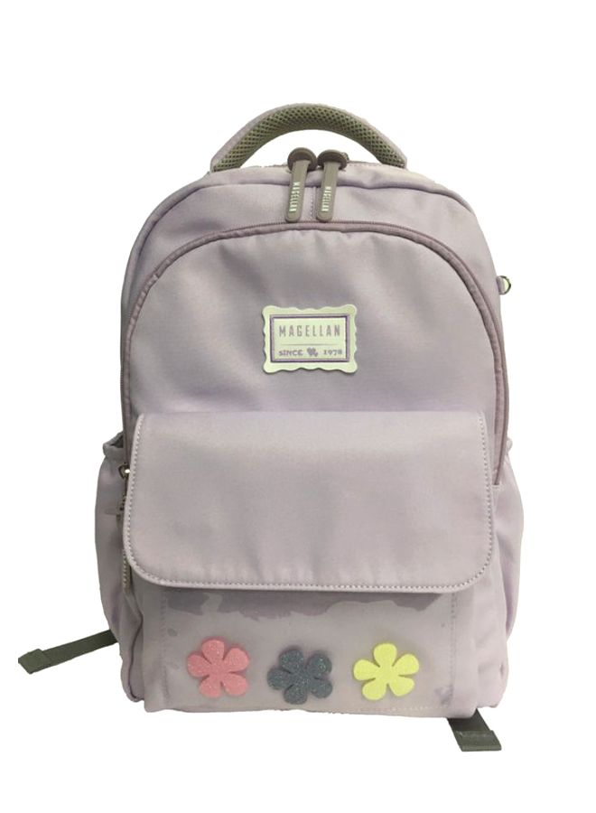 ماجلان حقيبة ظهر بحزام كتف مطرزة بنقشة زهور مقاس 16.5 بوصة رمادي - Image 1