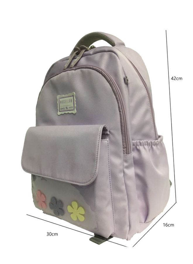 ماجلان حقيبة ظهر بحزام كتف مطرزة بنقشة زهور مقاس 16.5 بوصة رمادي - Image 4