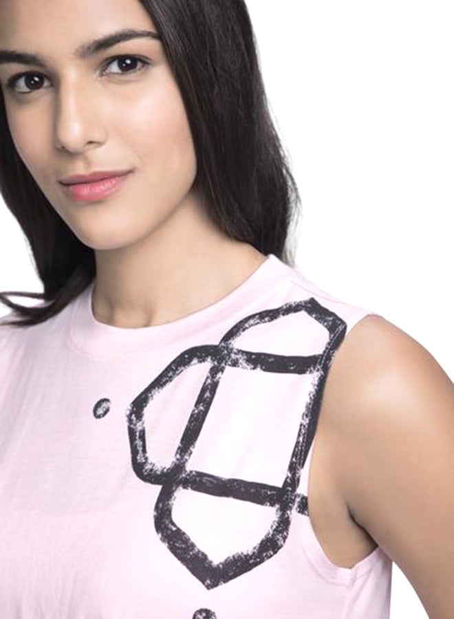SATVA Organic Graphic Print Sleeveless T-Shirt Pink  - Image 3