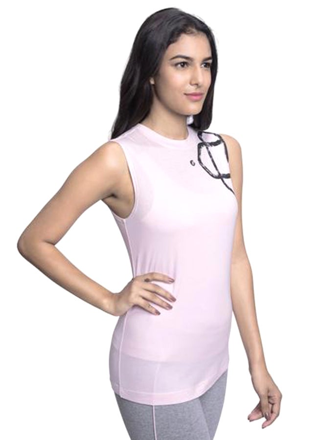 SATVA Organic Graphic Print Sleeveless T-Shirt Pink  - Image 4