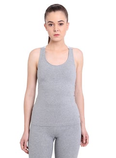 Organic Round Neck Solid Fitted Vest Grey