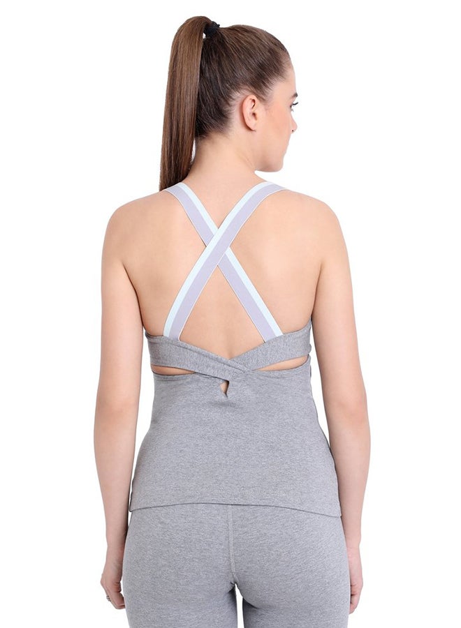 SATVA - Organic Round Neck Solid Fitted Vest Grey - Image 1